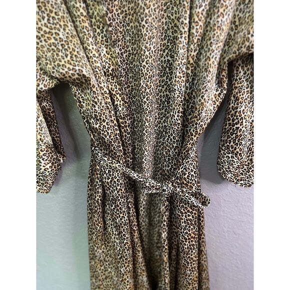 VTG 80s Inner Most Robe XL Cream‎ Leopard Print Kimono Open Tie Front Intimates - Picture 3 of 8
